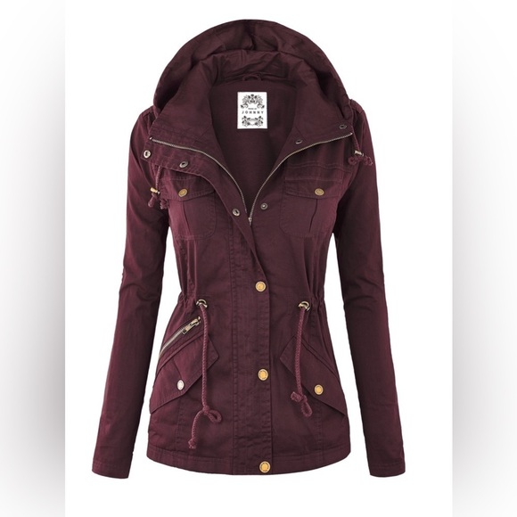 Made by Johnny Jackets & Blazers - NWOT Made by Johnny Women's Pop of Color Anorak Parka Jacket WINE • XXL